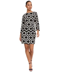 London Times Women's Boatneck Short Sheath Dress