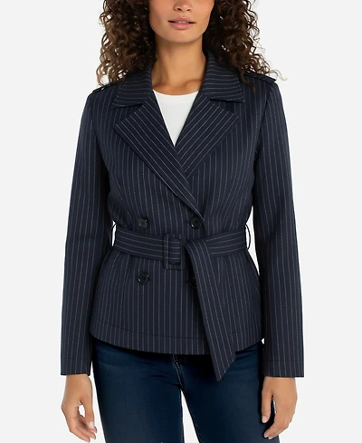 Liverpool Los Angeles Petite Notch Collar Cropped Trench Jacket