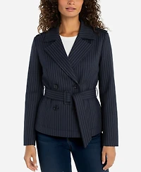 Liverpool Los Angeles Petite Notch Collar Cropped Trench Jacket