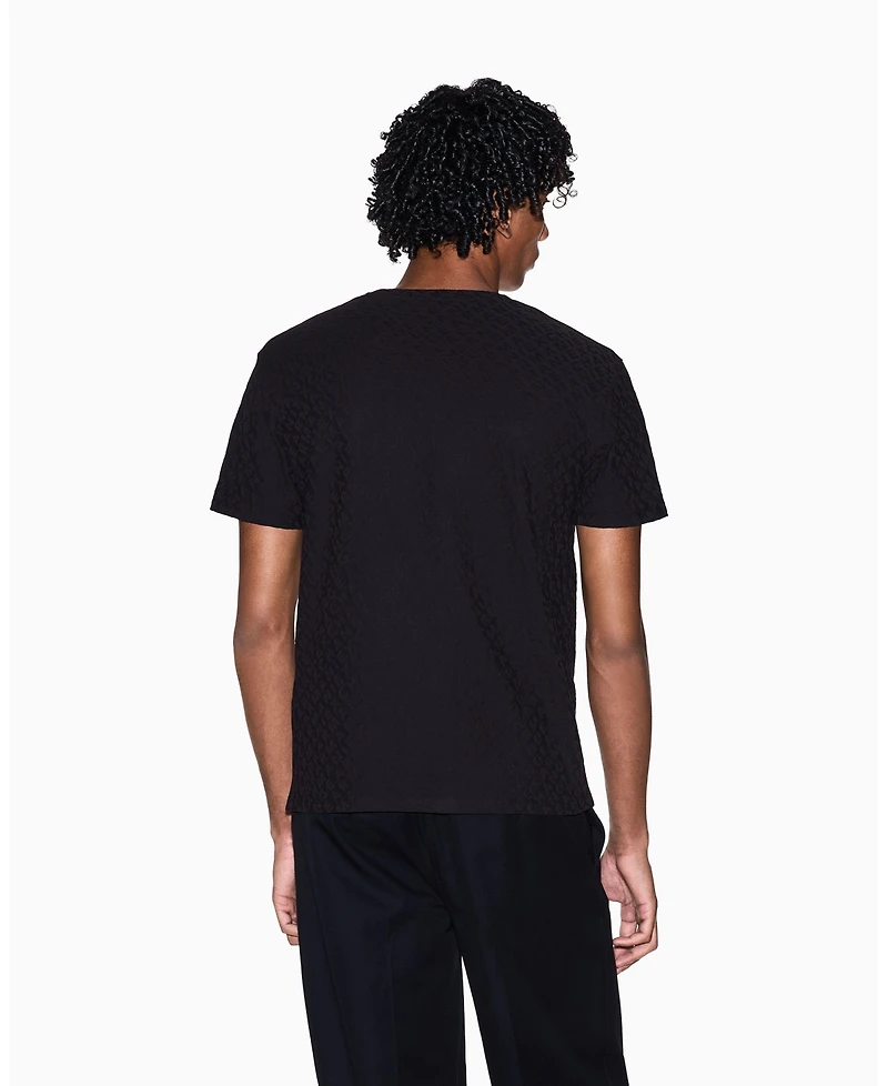 A|X Armani Exchange Men's Short Sleeve Mercerized Cotton All Over Logo T-Shirt