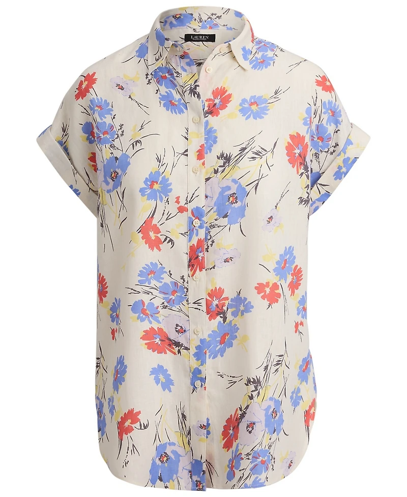 Lauren Ralph Petite Floral Short-Sleeve Shirt