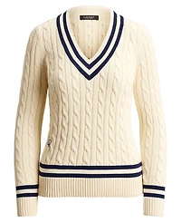 Lauren Ralph Petite Ribbed V-Neck Sweater