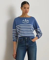 Lauren Ralph Lauren Petite Logo Striped Sweater