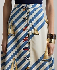 Lauren Ralph Petite Kinnah Printed Button-Front Skirt