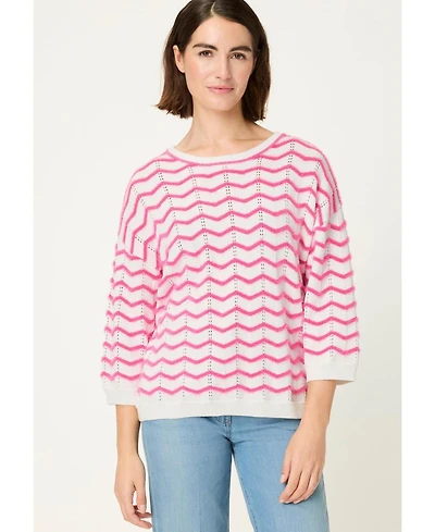 Olsen Women's Chevron Eyelash Knit Sweater