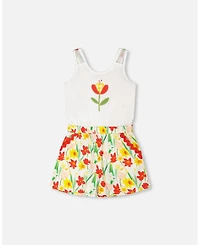 Deux par Toddler Girls Jersey and Viscose Romper White