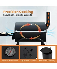 Ecooso Barrel Charcoal Grill with Foldable Side Table and Thermostat