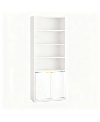 Yigii 72" Tall Bookshelf with 6 Shelves & Cabinets for Home Decor