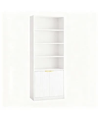 Yigii 72" Tall Bookshelf with 6 Shelves & Cabinets for Home Decor