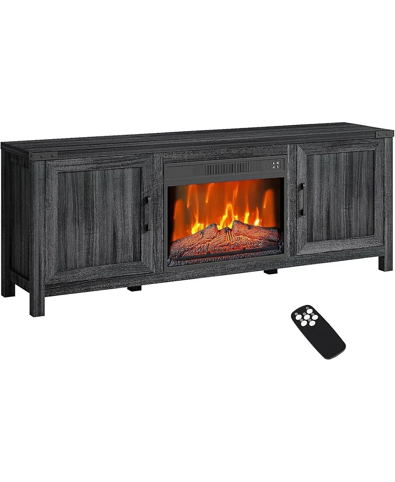 gaomon Fireplace Tv Stand for 65" Tv with Overheat Protection, Remote, Led, Storage Cabinets, Farmhouse Style