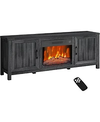 gaomon Fireplace Tv Stand for 65" Tv with Overheat Protection, Remote, Led, Storage Cabinets, Farmhouse Style