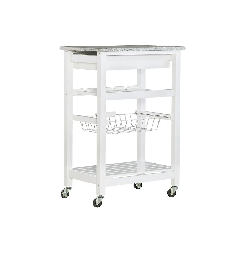 Linon Roger White Kitchen Island Granite Top