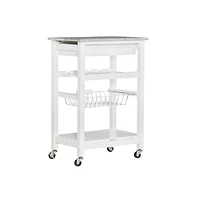 Linon Roger White Kitchen Island Granite Top