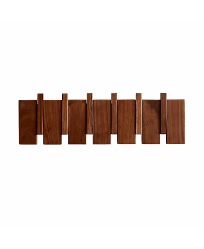 Yigii Wood Piano Key Style Wall Coat Rack with 6 Hooks