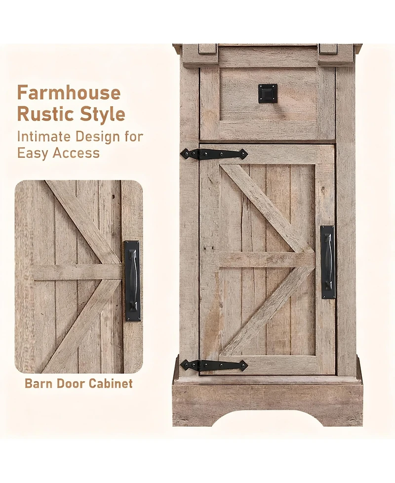 Yigii Adjustable Shelves & Drawer Farmhouse Bathroom Shelves Cabinet