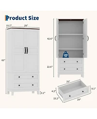 gaomon Farmhouse Kitchen Pantry Cabinet, Freestanding Storage Cabinet w/ 2 Adjustable Shelves, Wood Cupboard Pantry for Kitchen