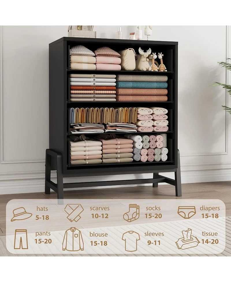 gaomon 4 Dresser for Bedroom, 38.6 in Tall Dresser, Tall Drawer with Storage Freestanding, Wooden Closet Storage Chest for Living Room, Bedroom