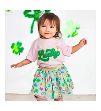 Sweet Wink Little and Big Girls Lucky Rainbow Patch St. Patrick's Day Short Sleeve T-Shirt