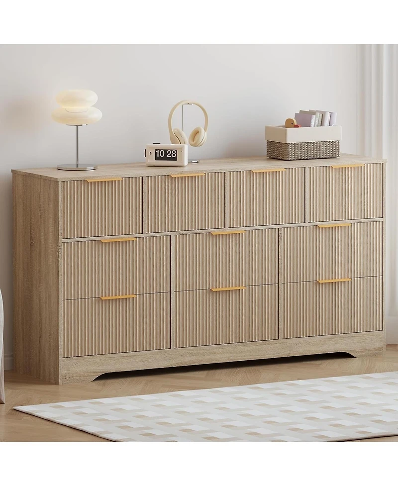 gaomon Fluted Dresser for Bedroom with 10 Drawers, 59" Wide Modern Chest of Drawers Wood Frame , Storage Organizer