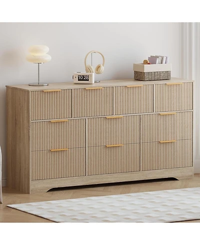 gaomon Fluted Dresser for Bedroom with 10 Drawers, 59" Wide Modern Chest of Drawers Wood Frame , Storage Organizer