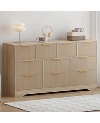 gaomon Fluted Dresser for Bedroom with 10 Drawers, 59" Wide Modern Chest of Drawers Wood Frame , Storage Organizer