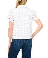 CeCe Women's Short-Sleeve Collared Button-Down Shirt