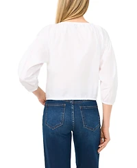 CeCe Women's Split Tie Neck Bubble Blouse