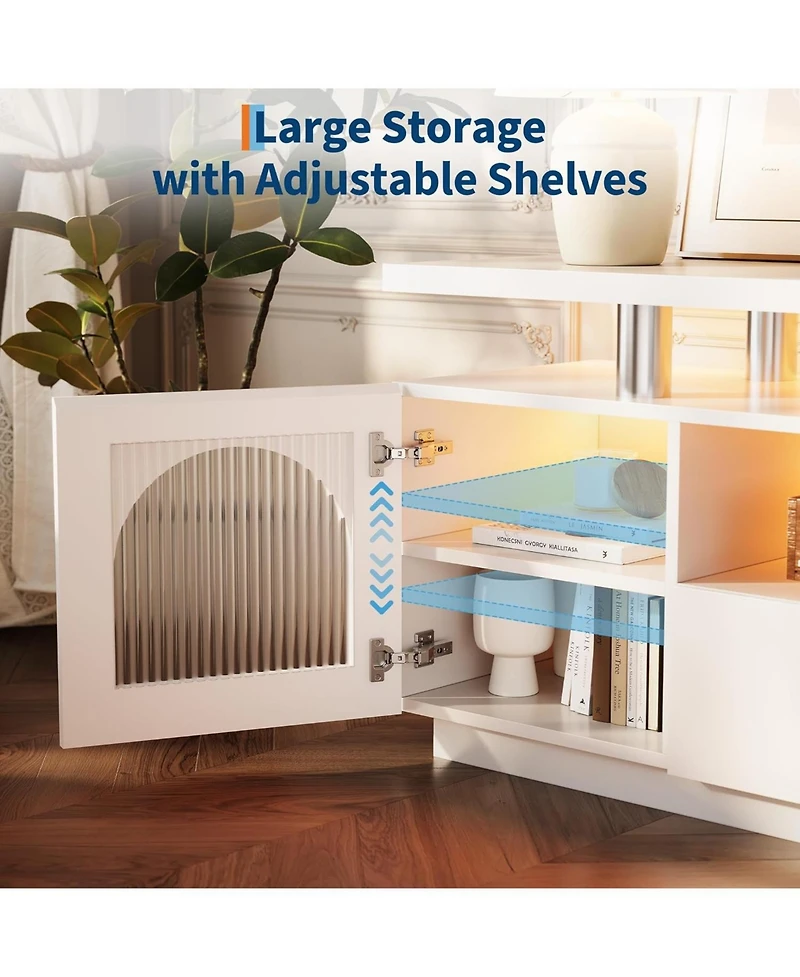 gaomon Tv Stand for 65 Inch TVs, Led Modern Entertainment Center with Large Drawer & Adjustable Shelves, Media Console with Power Outlet