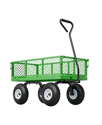 Sugift Heavy-Duty Utility Wagon with Removable Sides & 180° Handle