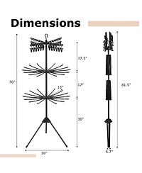 Ecooso 3-Tier Tripod Folding Clothes Drying Rack with 24 Clips, Freestanding Air Dryer