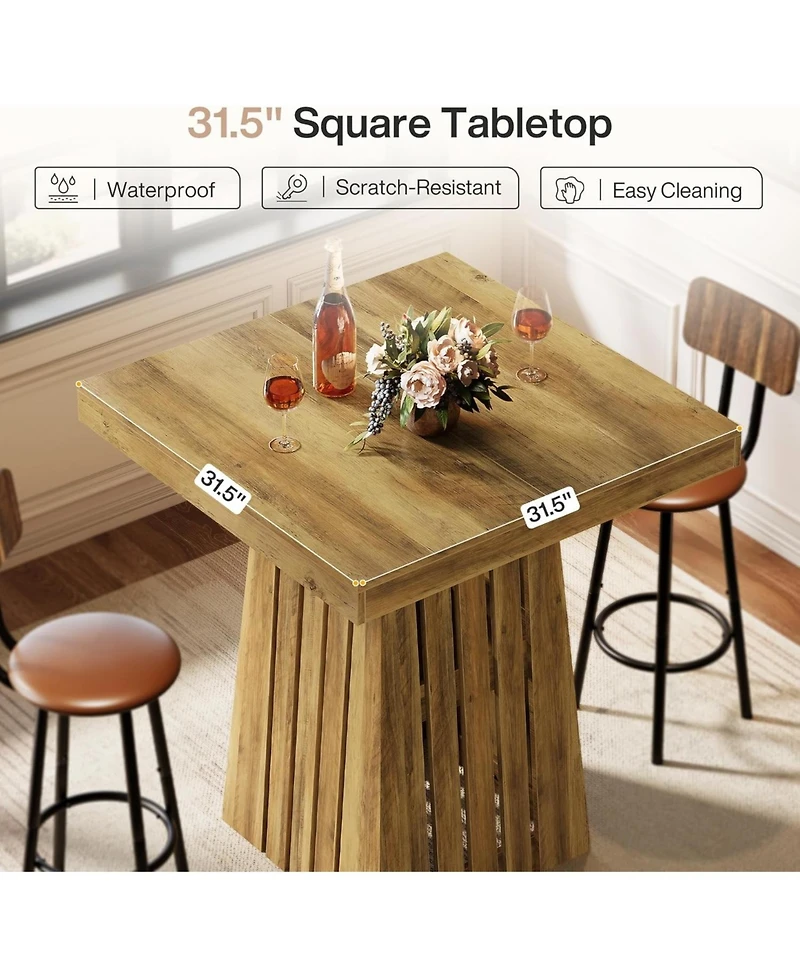 Tribesigns 37.4" High Square Bar Table, Bistro Pub Table for Dining Room, Kitchen, Cocktail, Coffee, Living Room, Small Space