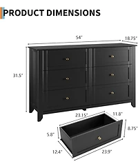 Gaomon Wide 6-Drawer Modern Dresser, Deep Drawers for Bedroom