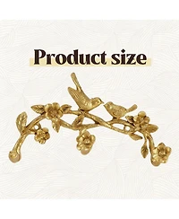 Yigii Vintage Gold Metal Hook Rack with 3 Hooks, Birds & Flowers Design