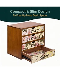 Yigii Boho Tribal 4-Drawer Desk Organizer: Stylish Storage for Office, Bedroom, Kitchen