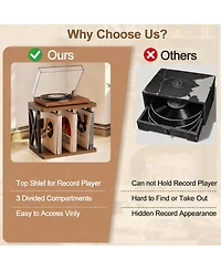 Yigii 2-Tier Vinyl Record Storage Holder: 80-100 LPs, Multi-Use, Durable Iron-Wood