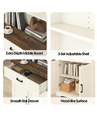 Yigii 5-Tier Adjustable Storage Bookshelf with Cabinet-Adjustable 72" Tall bookcase for Living Rooms and Offices