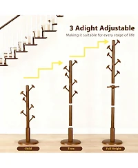 Yigii Solid Rubberwood Coat Rack: 10 Hooks, Tree Design, Sturdy, Easy Install, Modern