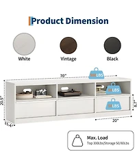 Gaomon Mid-Century Tv Stand for 65–75" TVs, Industrial Entertainment Center with 3 Drawers