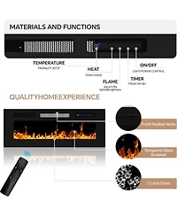 gaomon Fireplace Tv Stand for 70" Tv with 36" Fireplace Heater, Entertainment Center with Cabinets & Shelves, Media Console