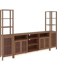 gaomon Farmhouse Tv Stand for 70-Inch TVs, Entertainment Center with Bookshelves, Storage Cabinet & Adjustable Shelves