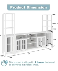 gaomon Farmhouse Tv Stand for 70-Inch TVs, Entertainment Center with Bookshelves, Storage Cabinet & Adjustable Shelves