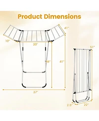 Ecooso Folding Aluminum Clothes Drying Rack with 2 Side Wings, Laundry Airer