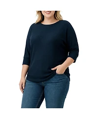 Standards & Practices Plus 3/4 Dolman Sleeve Curved Hem Top