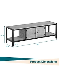 gaomon 58" Wooden Farmhouse Tv Stand for Bedroom, Fits 65" TVs, Cabinet with Open Storage Shelves