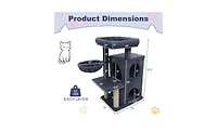 Aostirmotor 33.5" Cat Tree with 2 Tier Condo, Sisal Posts & Anti Toppling Device