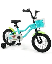 Mecale 14 Inch Kids Bike with Training Wheels and Basket Green Color-14