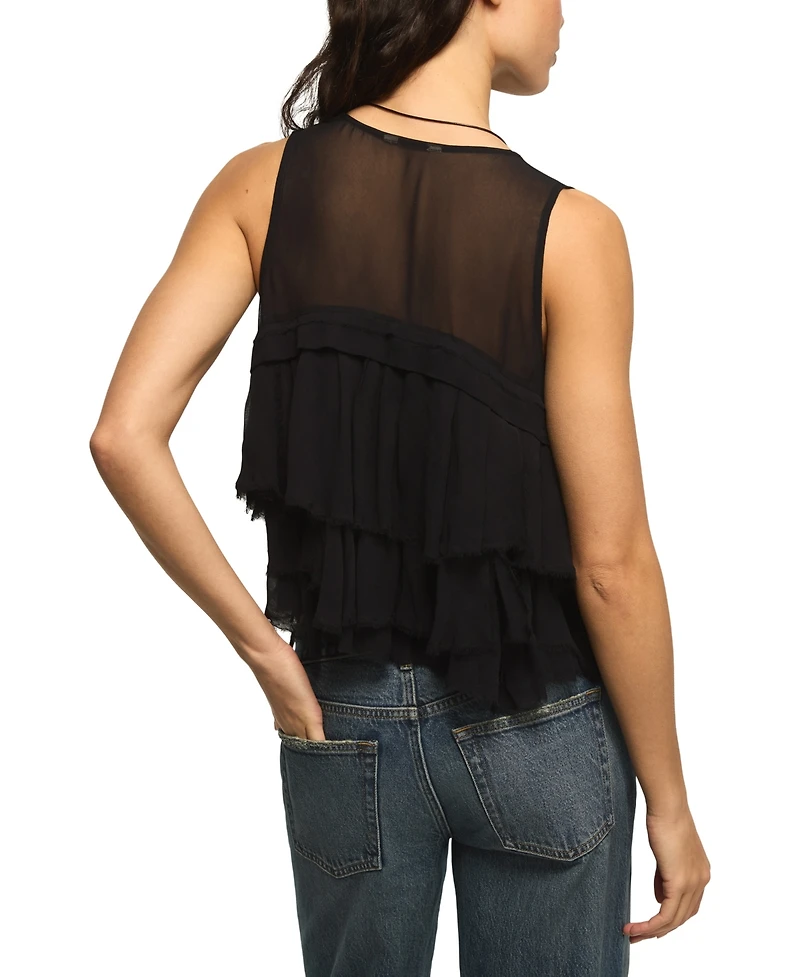 Lucky Brand Women's Festival Studded Ruffle Vest Top