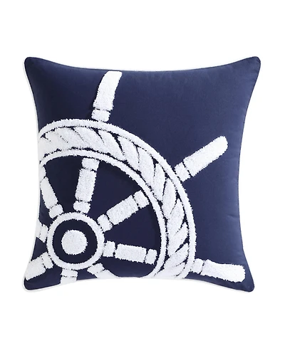 Nautica Ships Wheel Cotton Square Decorative Pillow, 20" x 20"
