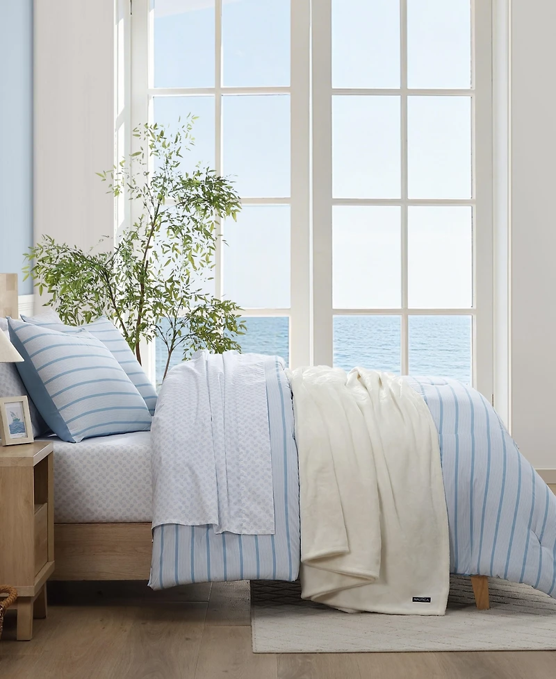 Nautica Chambray Waves Printed 3-Pc. Comforter Set, Full/Queen