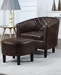 Convenience Concepts 27.75" Faux Leather Roosevelt Accent Chair with Ottoman